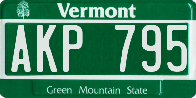 VT license plate AKP795
