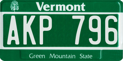 VT license plate AKP796