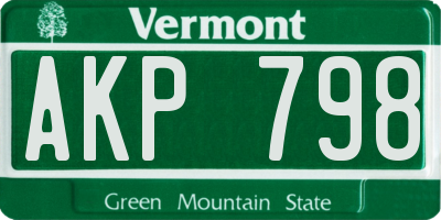 VT license plate AKP798
