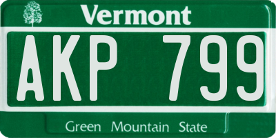 VT license plate AKP799