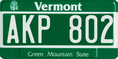 VT license plate AKP802