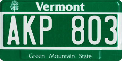 VT license plate AKP803