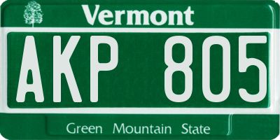 VT license plate AKP805