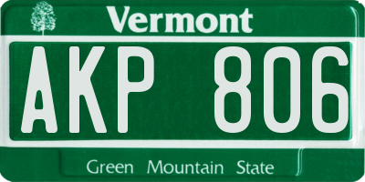 VT license plate AKP806