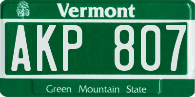 VT license plate AKP807