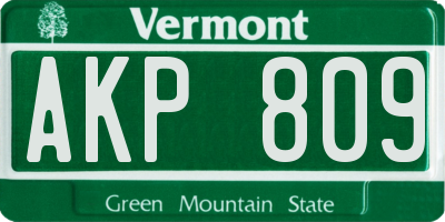 VT license plate AKP809