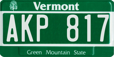 VT license plate AKP817