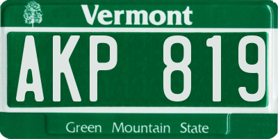 VT license plate AKP819