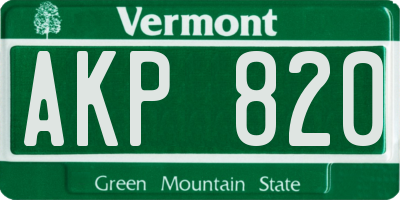 VT license plate AKP820