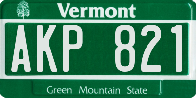 VT license plate AKP821
