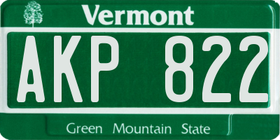 VT license plate AKP822