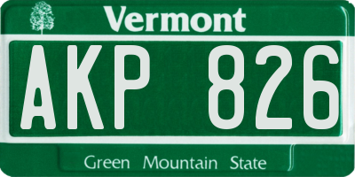 VT license plate AKP826