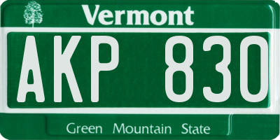 VT license plate AKP830