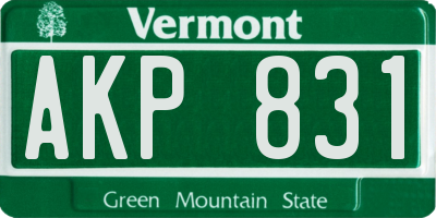 VT license plate AKP831