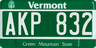 VT license plate AKP832