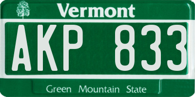VT license plate AKP833