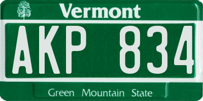 VT license plate AKP834