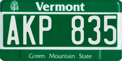 VT license plate AKP835