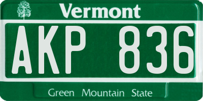 VT license plate AKP836