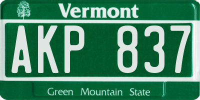 VT license plate AKP837