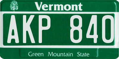 VT license plate AKP840