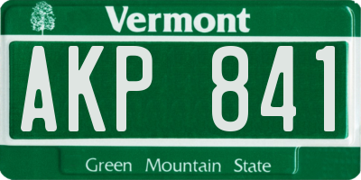 VT license plate AKP841