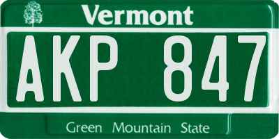VT license plate AKP847