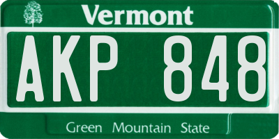 VT license plate AKP848