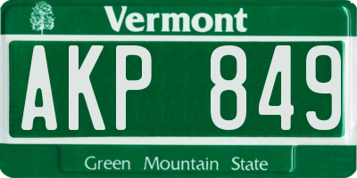 VT license plate AKP849