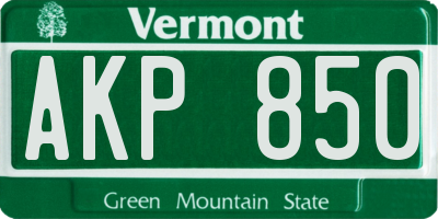 VT license plate AKP850