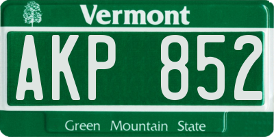 VT license plate AKP852