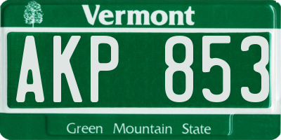VT license plate AKP853