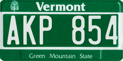 VT license plate AKP854