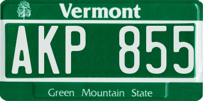 VT license plate AKP855