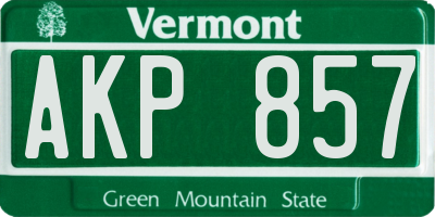 VT license plate AKP857