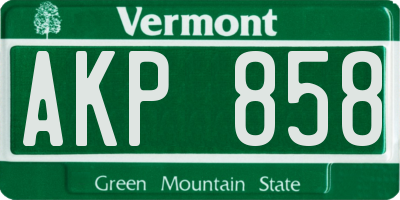 VT license plate AKP858