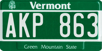 VT license plate AKP863