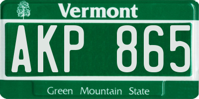 VT license plate AKP865