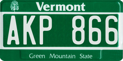VT license plate AKP866