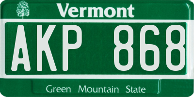 VT license plate AKP868
