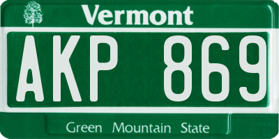VT license plate AKP869