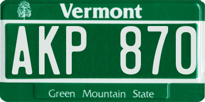 VT license plate AKP870