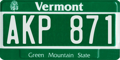 VT license plate AKP871