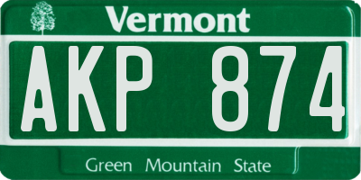 VT license plate AKP874