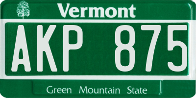 VT license plate AKP875