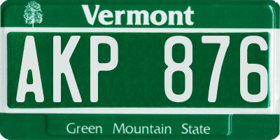 VT license plate AKP876