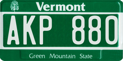 VT license plate AKP880