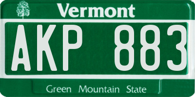 VT license plate AKP883