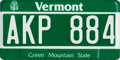 VT license plate AKP884