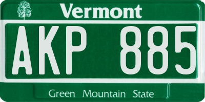 VT license plate AKP885